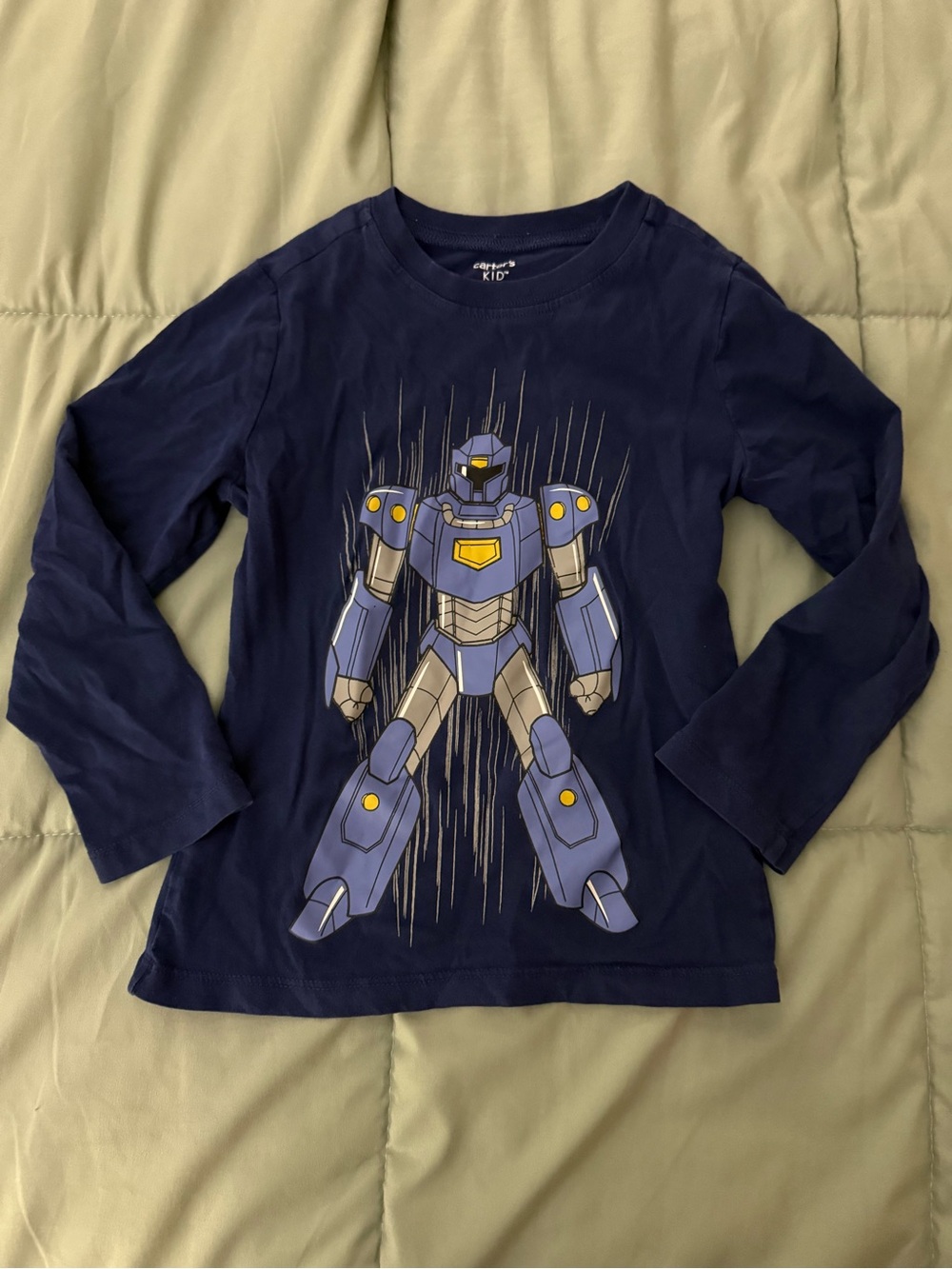 Carter's Navy Long-Sleeve Tee with Robot Graphic